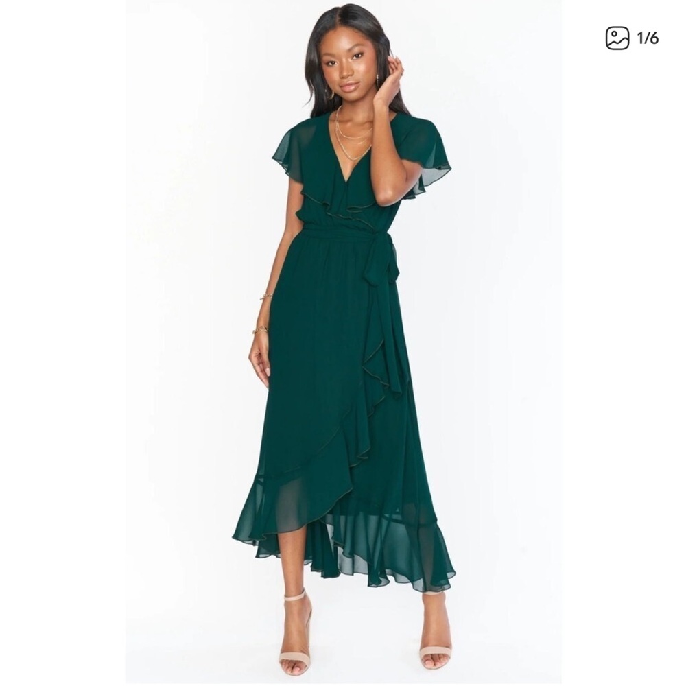 Show Me Your MuMu Deep Green Chiffon Dress